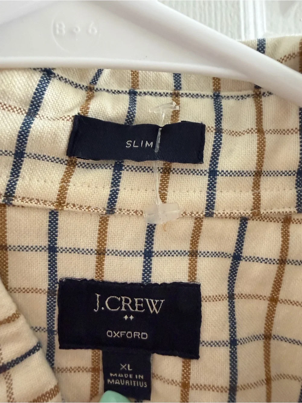 J Crew Classic Men's Cream Plaid Button-Down Shirt XL Slim
